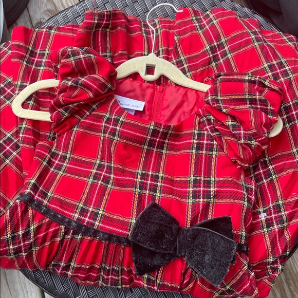 EUC- Bonnie Jean Red and Black Plaid Christmas Dress Size - Picture 10 of 12